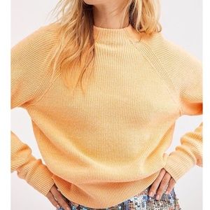 Free People Too Good Ribbed Trim Orange Pullover